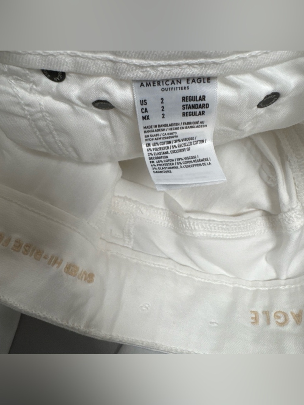 American Eagle Super High Rise Flare Jeans Women's Size 2 Stretch Denim White - Picture 6 of 7